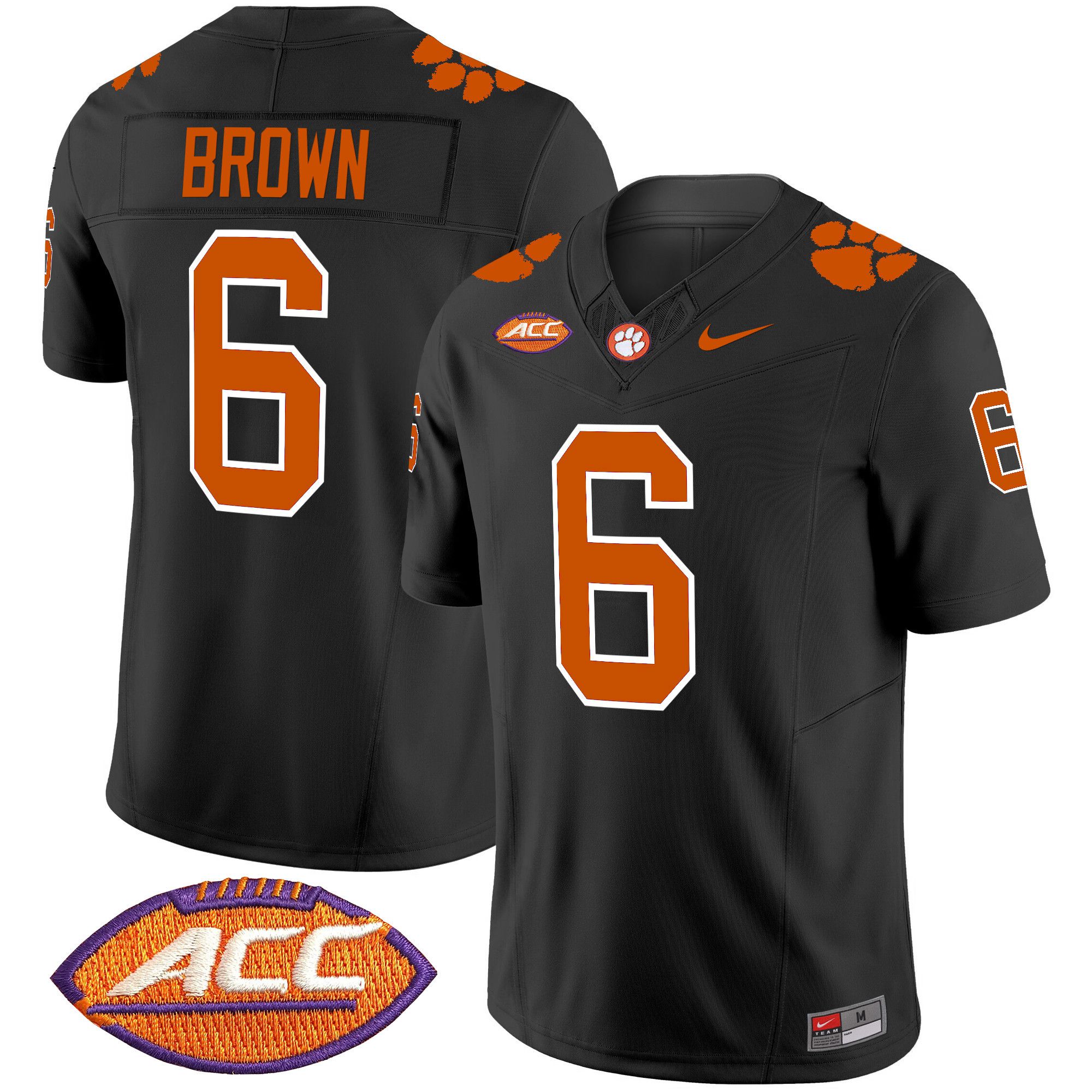 Men Clemson Tigers #6 Brown Black 2024 Nike Vapor Limited NCAA Jersey style 1
